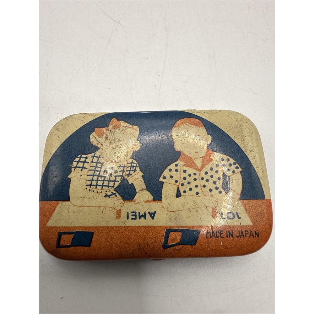 Mid Century Child's Tin- Ink Pad Great Graphics Small